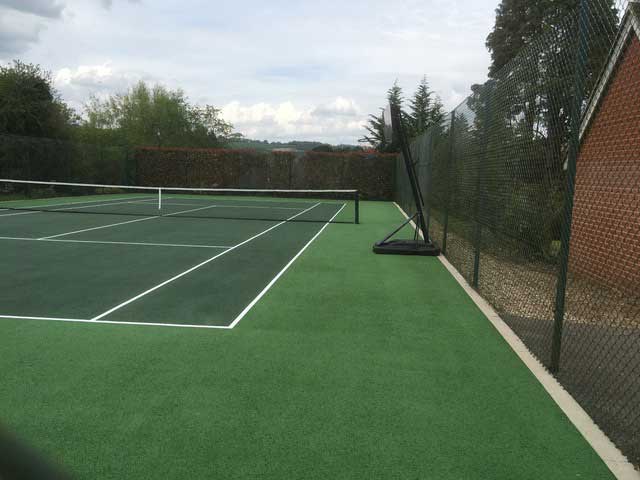 A tennis court in Brastead after restoration